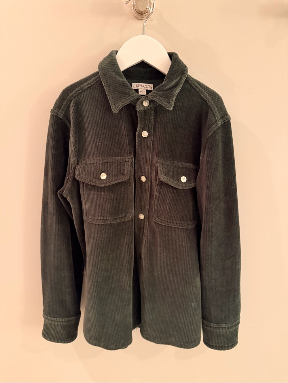 Crewcuts Olive Green Corduroy Shacket with Chest Pockets